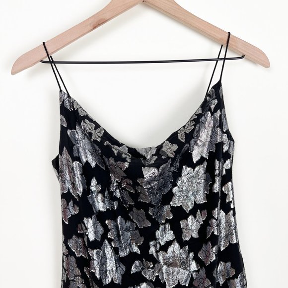 Club Monaco Silk Slip Jacquard Midi Dress Floral Sleeveless Cowl Wedding Guest - Picture 7 of 14